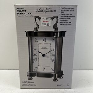Seth Thomas Alana Quartz Table Clock 7-1/4”x3-3/4”x2-3/4” Open‎ Box/New
